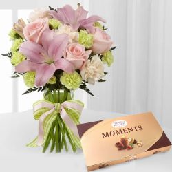 Aromatic Mixed Flowers Bunch with Ferrero Rocher Moments