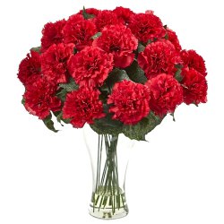 Click to send online these lovely Red Carnations in a designer glass vase