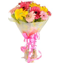 Stylish Bunch of Mixed Color Gerberas
