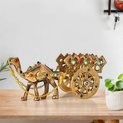 Mesmerizing Rajasthani Gemstone Studded Brass Camel with Antique Work
