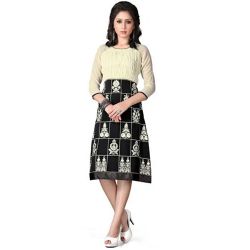 Arresting Beige and Black Coloured Georgette Embroidered Kurti to Marmagao