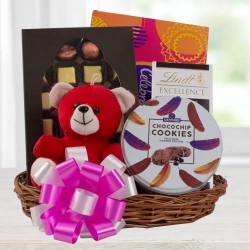 Marvelous Chocolate Gift Basket with Teddy to India