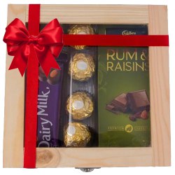 Delightful Wooden Gift Box of Assorted Chocolates to India