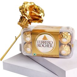 Gratifying Ferrero Rocher Chocolates with a Golden Rose to Cooch Behar