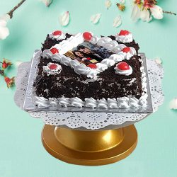 Tempting Black Forest Photo Cake in Square Shape to Nipani