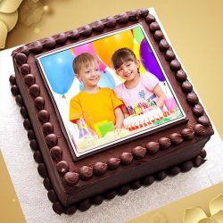 Tempting Chocolate Photo Cake in Square Shape to Cooch Behar