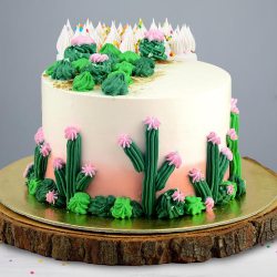 Delectable Eggless Chocolate Cake with Cactus Decoration to Tirur
