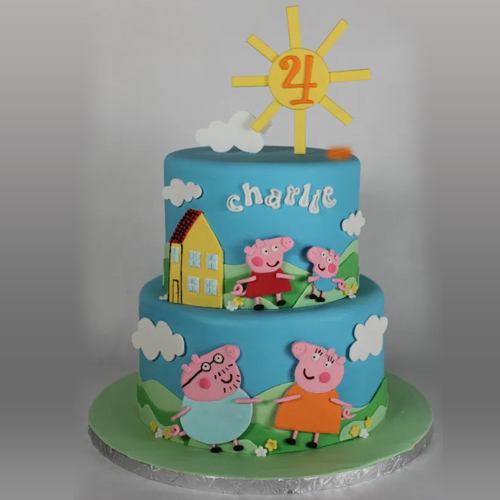 Delicate 2 Tier Peppa Pig Cake for Little One to India