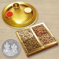 Dri Fruits N Gold Plated Thali , Free Coin to Diwali-gifts-to-world-wide.asp