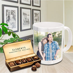 Superb Personalized Coffee Mug with Premium Chocolates from ITC to Palani