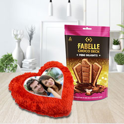 Premium ITC Fabelle Mini Delight Chocolate with Personalized Cushion to Kanyakumari