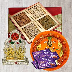 Assorted Dry Fruits with Pooja Thali, Ganesh Idol N Chocolates to Taran Taaran