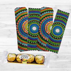 Attractive Dot Mandala Art Bookmarker with Ferrero Rocher to India