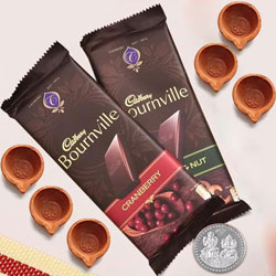 Twin Cadbury Bournville Chocolates with Diya, Free Coin for Diwali to Hariyana