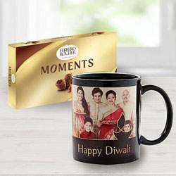 Special Personalized Family Photo Mug with Ferrero Rocher Chocolate on Diwali to Sivaganga