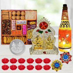 Special Diwali Gift of Ganesh Laxmi Mandap, Diya, Lamp, Sweets, Snacks, Candles n Free Coin to Sivaganga