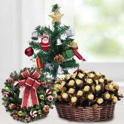 Delectable Ferrero Rocher Chocolates arranged in Basket to Palai