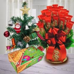 Marvelous Kitkat Bouquet with X-Mas Tree n Fruit Cake to Cooch Behar