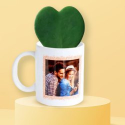 Lovely Hoya Heart Plant in Personalized Coffee Mug to Irinjalakuda