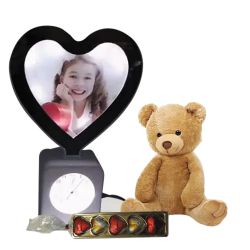 Marvelous Personalized Heart Lamp, Heart Chocolates n Cute Teddy to Chittaurgarh