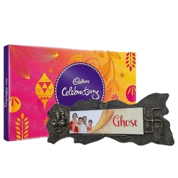 Remarkable Handmade Name Plate with Chocolate Assortments to India