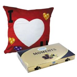 Ravishing Personalized ILU Velvety Cushion with Ferrero Rocher to Alappuzha