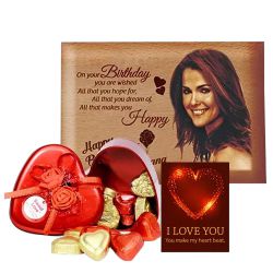 Amusing Personalized Love Frame with Heart Chocolates n ILU Card to Palani