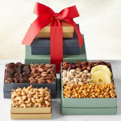 Lovely Xmas Gift of Exotic Dry Fruits Triple Tower to Hariyana