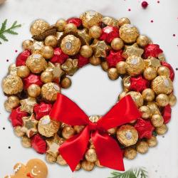 Classic Xmas Wreath of Handmade Chocolates  N  Ferrero Rocher to Hariyana