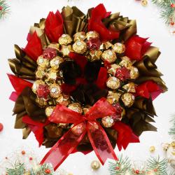 Terrific Merry Christmas Wreath of Handmade Chocolates to Rajamundri