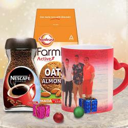 Fancy Personalized Magic Mug with Nescafe Coffee N Sunfeast Biscuit to Cooch Behar