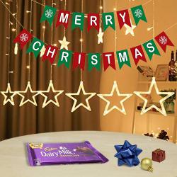 Trendy LED Light Curtain n Merry Christmas Banner with Chocolates to Palai