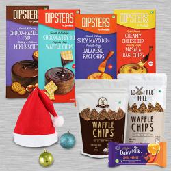 Marvelous Christmas Gift of Waffles  N  Snackable Chips with Santa Cap to Cooch Behar