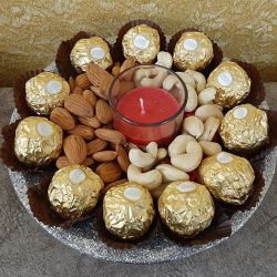 Amazing Combo of Dry Fruits with Ferrero Rocher n Aroma Candles to Chittaurgarh