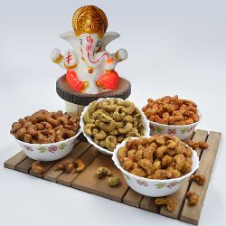 Classy Combo of Marble Ganpati with Flavored Cashews to Lakshadweep