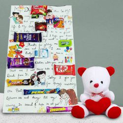 Delectable Chocolate Message Card and a Teddy with Heart to Chittaurgarh