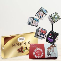 Dazzling Magic Pop Up Box of Personalized Photos with Ferrero Rocher Chocolates to Rourkela