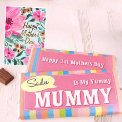Appealing Gift of Personalized Cadbury Dairy Milk Silk with Moms Day Card to Irinjalakuda