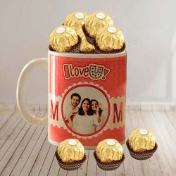 Attractive Personalized Photo Coffee Mug with Ferrero Rocher to India