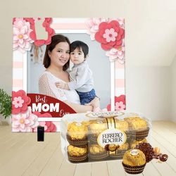 Delightful Ferrero Rocher Chocolate Box with Personalized Photo Tile 	 to Tirur