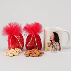 Awesome Personalized White Mug with Mixed Dry Fruits to Marmagao