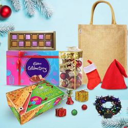 Yummy Chocolates N Christmas Accessories Gift Bag to Hariyana