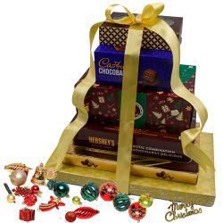 Exotic 6 Layer Chocolate Tower with Decor for Xmas to India