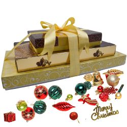 Delightful Chocolaty N Crunchy Christmas Tower Gift Combo to India