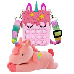 Trendy Unicorn Sling Bag N Unicorn Soft Toy Combo to Kanjikode