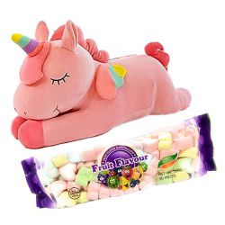 Impressive Unicorn Soft Toy with Fruit Flavor Marshmallow Gift to Taran Taaran