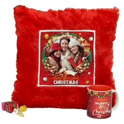 Lovely Personalized Pillow N Mug Set for Xmas to Andaman and Nicobar Islands