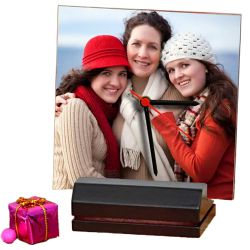 Stunning Personalized Wooden Photo Frame with Clock for Christmas to Hariyana