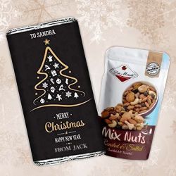 Personalized Merry Christmas Choco Bar n Crunchy Nuts to Muvattupuzha