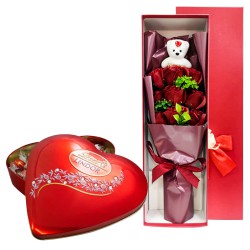 Exclusive Artificial Red Roses with Teddy Bouquet n Lindt Lindor to Alappuzha